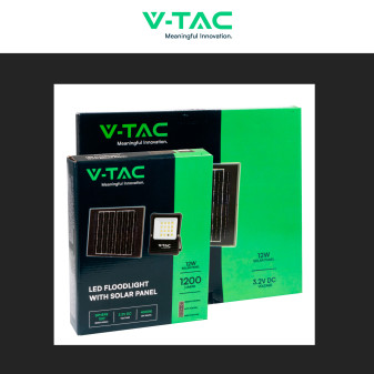 VT-55100 Faro LED 12W con Pannello Solare IP65 Nero V-Tac