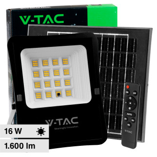 VT-55200 Faro LED 16W con Pannello Solare IP65 Nero V-Tac