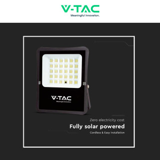 VT-55300 Faro LED 20W con Pannello Solare IP65 Nero V-Tac