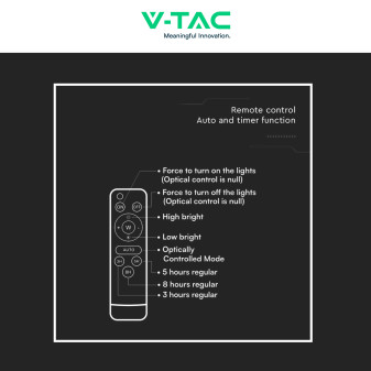 VT-55300 Faro LED 20W con Pannello Solare IP65 Nero V-Tac