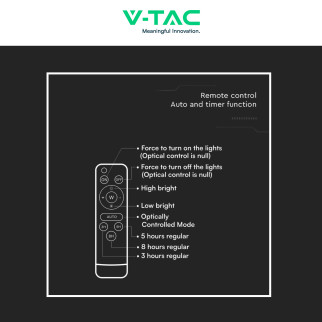 VT-55300 Faro LED 20W con Pannello Solare IP65 Nero V-Tac