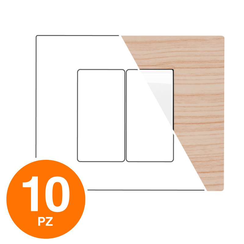 MAPAM Placca Tecnopolimero GEM 2P Abete - Confezione 10pz - mod. 6002-17 - Compatibile con Vimar PLANA