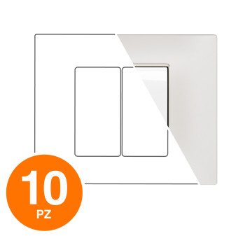 MAPAM Placca Tecnopolimero GEM 2P Perla - Confezione 10pz - mod. 6002-21 - Compatibile con Vimar PLANA
