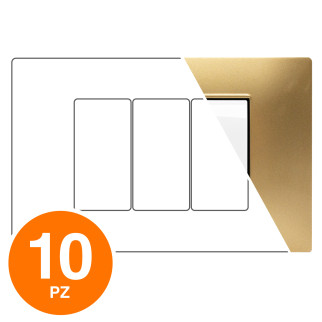 MAPAM Placca Tecnopolimero GEM 3P Oro - Confezione 10pz - mod. 6003-12 - Compatibile con Vimar PLANA