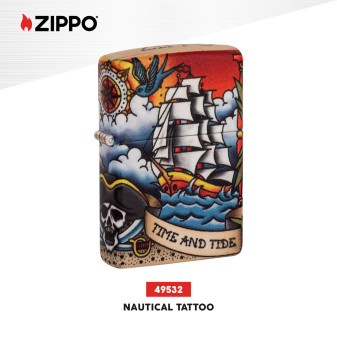 Accendino Zippo 49532 Nautical Tattoo Ricaricabile Antivento