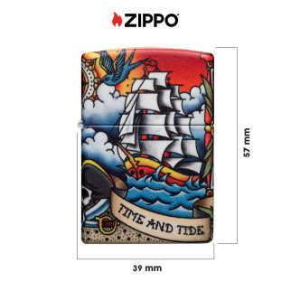 Accendino Zippo 49532 Nautical Tattoo Ricaricabile Antivento