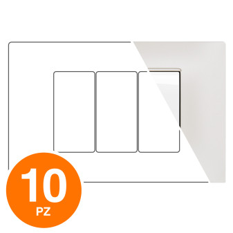 MAPAM Placca Tecnopolimero GEM 3P Perla - Confezione 10pz - mod. 6003-21 - Compatibile con Vimar PLANA