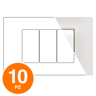 MAPAM Placca Tecnopolimero GEM 3P Perla - Confezione 10pz - mod. 6003-21 - Compatibile con Vimar PLANA