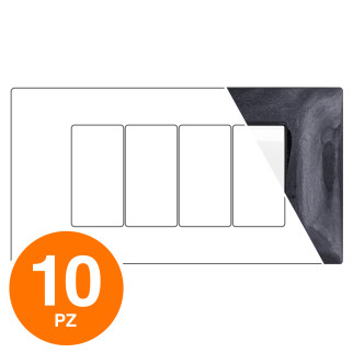 MAPAM Placca Tecnopolimero GEM 4P Nero Glitter - Confezione 10pz - mod. 6004-19 - Compatibile con Vimar PLANA