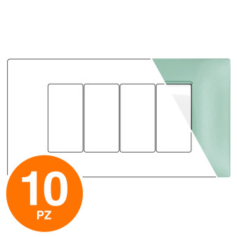 MAPAM Placca Tecnopolimero GEM 4P Acquamarina - Confezione 10pz - mod. 6004-23 - Compatibile con Vimar PLANA