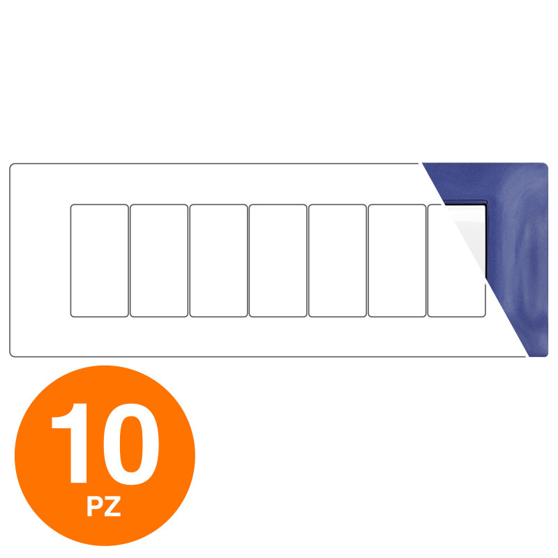 MAPAM Placca Tecnopolimero GEM 7P Blu Navy - Confezione 10pz - mod. 6007-10 - Compatibile con Vimar PLANA