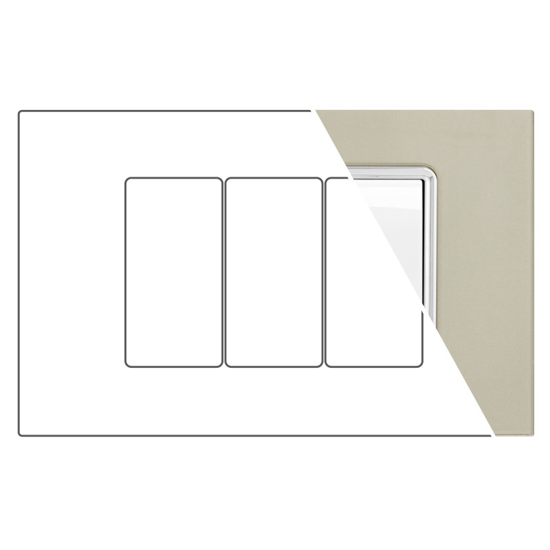 MAPAM Placca Vetro GEM 3P Champagne - mod. 6003BL-5 - Compatibile con Vimar PLANA