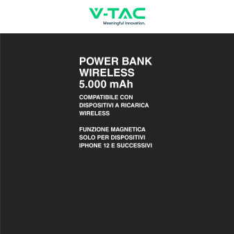 Power Bank 5000mAh Ricarica Rapida PD V-Tac VT-50005