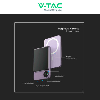 Power Bank 5000mAh Ricarica Rapida PD V-Tac VT-50005