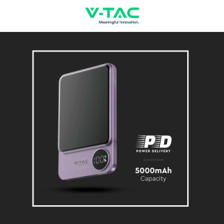 Power Bank 5000mAh Ricarica Rapida PD V-Tac VT-50005