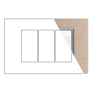 MAPAM Placca Alluminio JOY 3P Champagne - mod. 5003LL-2 - Compatibile con BTicino MATIX