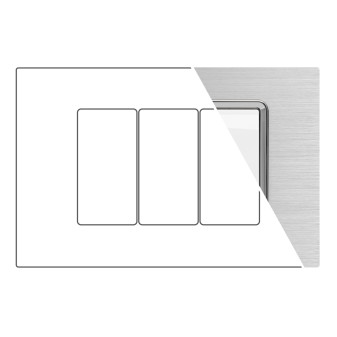 MAPAM Placca Alluminio JOY 3P Silver - mod. 5003LL-3 - Compatibile con BTicino MATIX