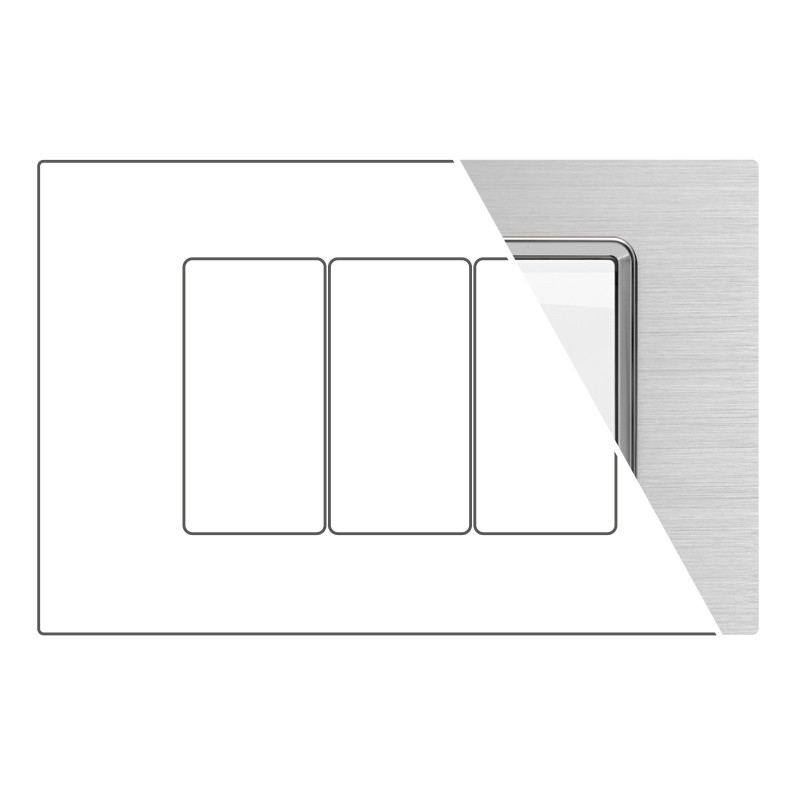 MAPAM Placca Alluminio JOY 3P Silver - mod. 5003LL-3 - Compatibile con BTicino MATIX