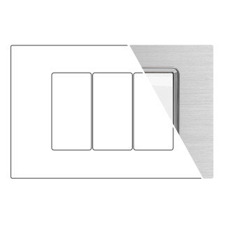 MAPAM Placca Alluminio JOY 3P Silver - mod. 5003LL-3 - Compatibile con BTicino MATIX