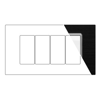 MAPAM Placca Alluminio JOY 4P Nero - mod. 5004LL-1 - Compatibile con BTicino MATIX