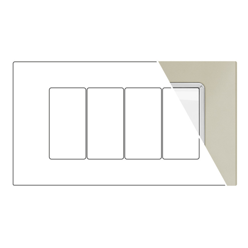 MAPAM Placca Alluminio JOY 4P Champagne - mod. 5004LL-2 - Compatibile con BTicino MATIX