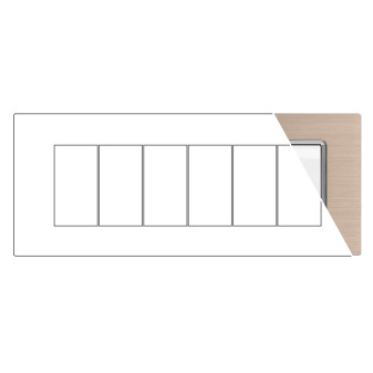 MAPAM Placca Alluminio JOY 6P Champagne - mod. 5006LL-2 - Compatibile con BTicino MATIX