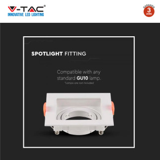 VT-933 Portafaretto Quadrato Bianco per GU10 GU5.3 V-Tac