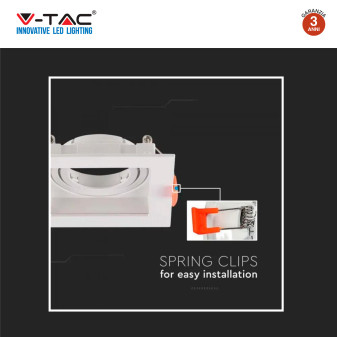 VT-933 Portafaretto Quadrato Bianco per GU10 GU5.3 V-Tac