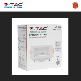 VT-933 Portafaretto Quadrato Bianco per GU10 GU5.3 V-Tac