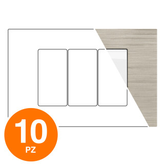 MAPAM Placca Tecnopolimero Spazzolato JOY 3P Sabbia - Confezione 10pz - mod. M5003SL-4 - Compatibile con BTicino MATIX