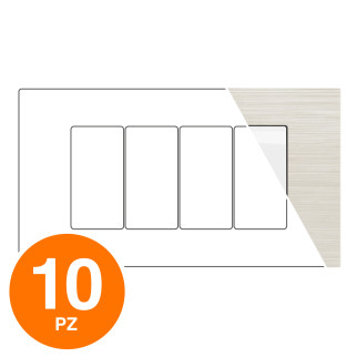 MAPAM Placca Tecnopolimero Spazzolato JOY 4P Perla - Confezione 10pz - mod. M5004SL-21 - Compatibile con BTicino MATIX