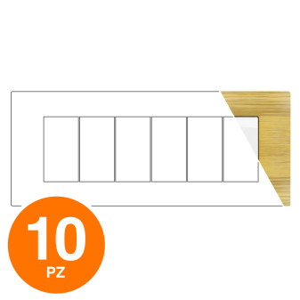 MAPAM Placca Tecnopolimero Spazzolato JOY 6P Oro - Confezione 10pz - mod. M5006SL-5 - Compatibile con BTicino MATIX