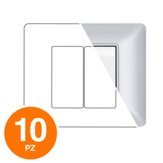 MAPAM Placca Tecnopolimero JOY 2P Argento - Confezione 10pz - mod. 5002-05 - Compatibile con BTicino MATIX