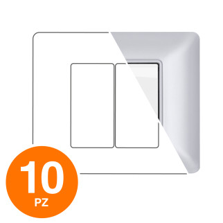 MAPAM Placca Tecnopolimero JOY 2P Argento - Confezione 10pz - mod. 5002-05 - Compatibile con BTicino MATIX