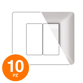 MAPAM Placca Tecnopolimero JOY 2P Sabbia - Confezione 10pz - mod. 5002-06 - Compatibile con BTicino MATIX