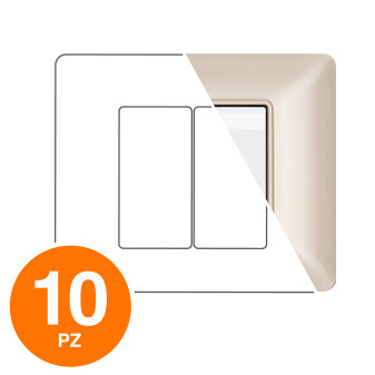 MAPAM Placca Tecnopolimero JOY 2P Champagne - Confezione 10pz - mod. 5002-07 - Compatibile con BTicino MATIX