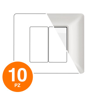 MAPAM Placca Tecnopolimero JOY 2P Perla - Confezione 10pz - mod. 5002-13 - Compatibile con BTicino MATIX