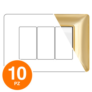 MAPAM Placca Tecnopolimero JOY 3P Oro Lucido - Confezione 10pz - mod. M8003-03 - Compatibile con BTicino MATIX