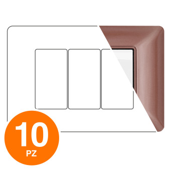 MAPAM Placca Tecnopolimero JOY 3P Bronzo - Confezione 10pz - mod. M8003-09 - Compatibile con BTicino MATIX