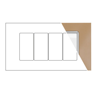 MAPAM Placca Vetro JOY 4P Oro - mod. 5004BL-4 - Compatibile con BTicino MATIX