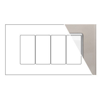 MAPAM Placca Vetro JOY 4P Platino - mod. 5004BL-8 - Compatibile con BTicino MATIX