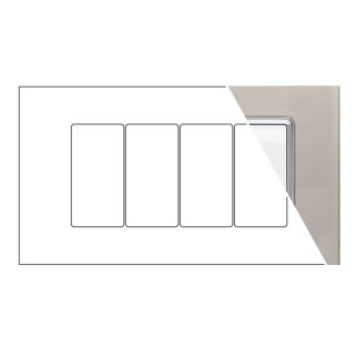 MAPAM Placca Vetro JOY 4P Platino - mod. 5004BL-8 - Compatibile con BTicino MATIX