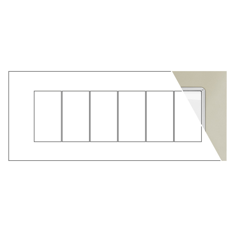 MAPAM Placca Vetro JOY 6P Champagne - mod. 5006BL-5 - Compatibile con BTicino MATIX