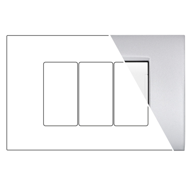 MAPAM Placca Metallo VIP 3P Silver - mod. CBM7003-3 - Compatibile con BTicino AIR