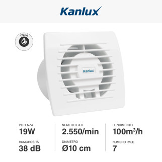 Aspiratore da Canale con Timer di Spegnimento Kanlux Cyklon