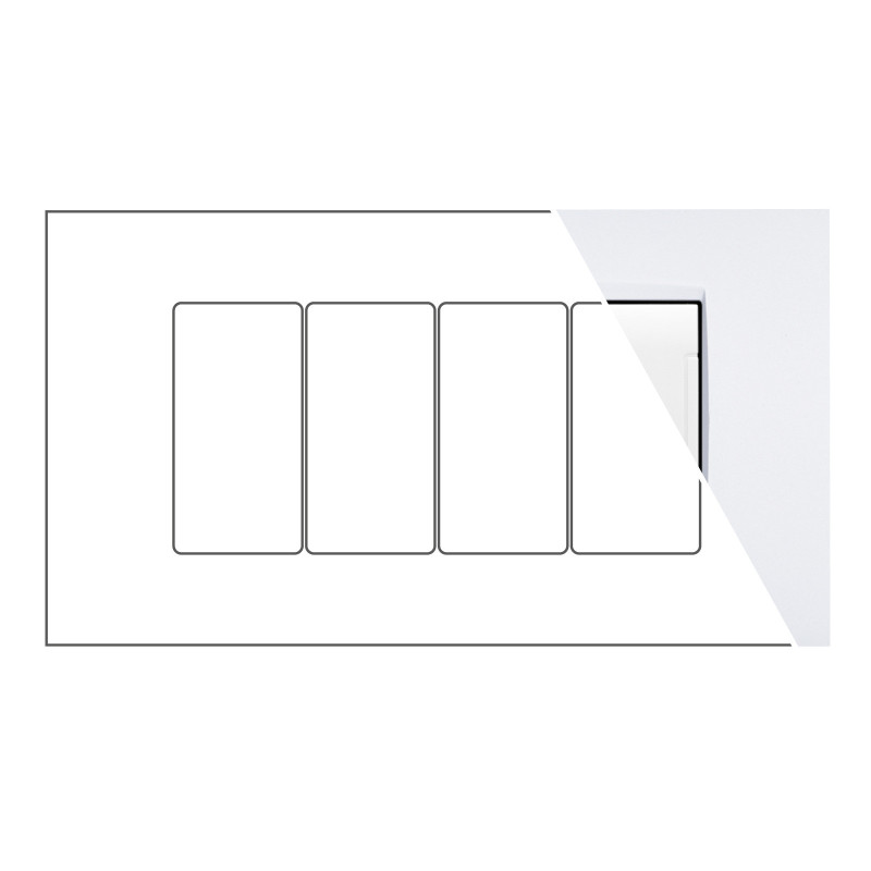 MAPAM Placca Metallo VIP 4P Bianco - mod. CBM7004-1 - Compatibile con BTicino AIR