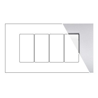 MAPAM Placca Metallo VIP 4P Silver - mod. CBM7004-3 - Compatibile con BTicino AIR