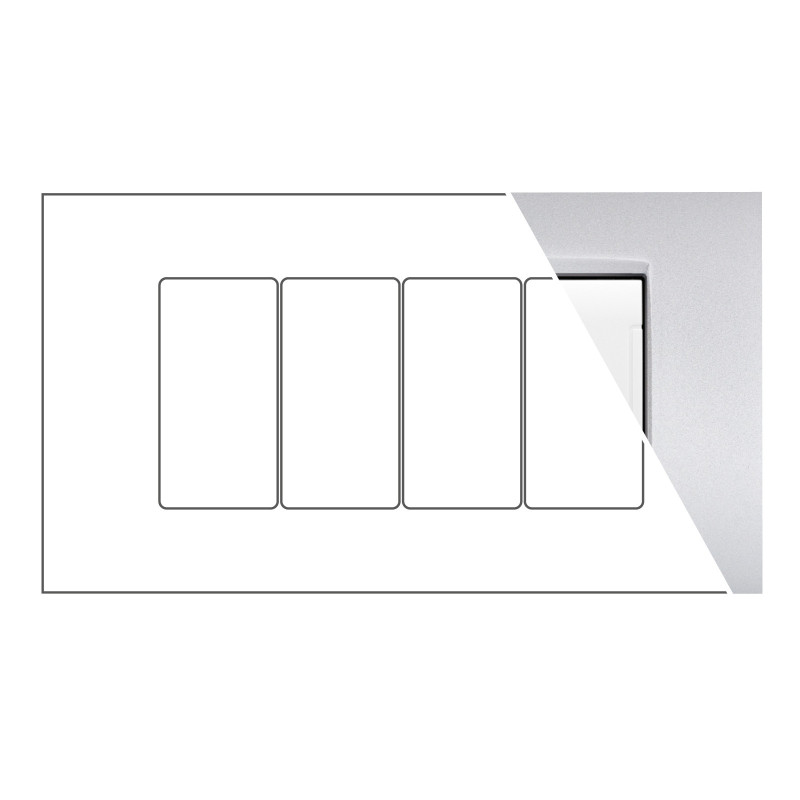 MAPAM Placca Metallo VIP 4P Silver - mod. CBM7004-3 - Compatibile con BTicino AIR