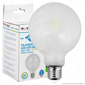 V-Tac VT-2057 Lampadina LED E27 7W Globo G95 Frost Filamento - SKU