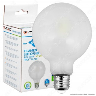 V-Tac VT-2057 Lampadina LED E27 7W Globo G95 Frost Filamento - SKU